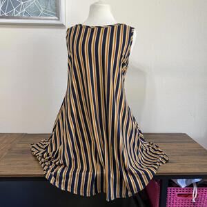 Discreet Sleeveless Striped A-Line Dress